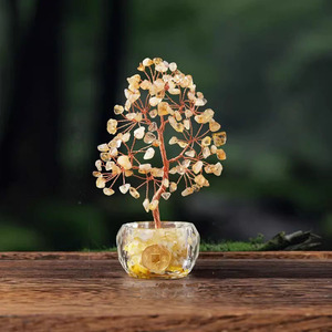 Decorazione dell'albero della ricchezza di cristallo-ornamento fortunato del Feng Shui con monete e gemme per la casa e l'ufficio (Base della ciotola di diamanti) - Product Image 6