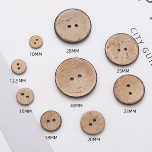 Nút dừa tự nhiên-tròn, lỗ 2/4, nút trang trí Áo sơ mi, thân thiện với môi trường, phẳng - Product Image 5