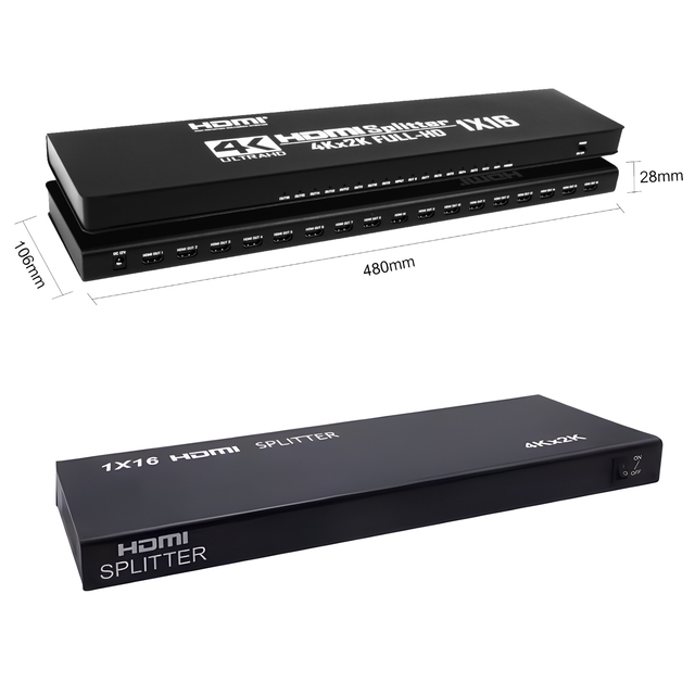 SYONG 4k30hz 1x16 HDMI Splitter Supports 3D, HDMI 1.4b,HDMI TV Splitter/Duplicator/Distributor for Ps4 Ps3  for HDTV,DVD Player