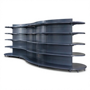 Scaffale a 3-6 Ripiani in Ferro Tipo <span class=keywords><strong>S</strong></span> per Negozi di Liquori, Colore Nero e Bianco, Facile Installazione, 100Kg per Ripiano, per Boutique, Minimarket, Farmacie e Supermercati - Product Image 1
