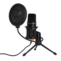 Microphone de studio professionnel portable RGB USB pour podcast, enregistrement et jeux sur PC