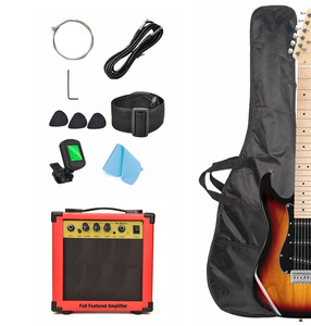 กีตาร์ไฟฟ้ารับรองมาตรฐาน FCC พร้อมแอมป์ 10 วัตต์ ชุดอุปกรณ์ครบชุด เหมาะสำหรับผู้เริ่มต้น พร้อมจูนเนอร์และกระเป๋า - Product Image 1