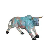 Klaar Om Kleurrijke Olieverf Sterke Vee Hars Ambachten Koe Bull Animall Gift Ornamenten Standbeelden Beeldjes Tafel Souvenir