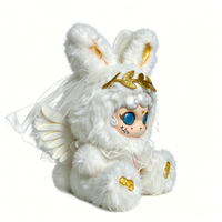 En stock, poupée en peluche Mengqi style ange sacré, voile blanc et bordure dorée, lapin en peluche, cadeau idéal pour les meilleurs amis