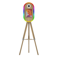 Miroir portable à main, photomaton, support d'imprimante pour iPad et smartphone noir, anneau lumineux réglable, étui de transport sécurisé pour appareil photo