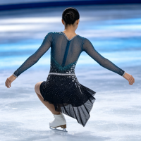 Robe de patinage artistique à manches longues, couleur bleu sarcelle et noir, avec strass, en maille, pour enfants et adultes, pour compétitions sur glace