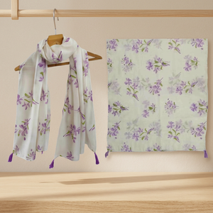 Women's Ethnic Poly Linen Floral Printed <b>Shawl</b> with Tassels Lightweight Scarf <b>Wrap</b> for Casual Daily Wear - Product Image 2