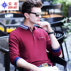 เสื้อยืดแขนยาวผู้ชาย Zixi Shanghai Factory รุ่น Autumn  แบบลำลองธุรกิจ  ปกเสื้อแบบปกเชิ้ต สีพื้น  เรียบง่าย  ใช้งานได้หลากหลาย - Product Image 3