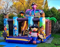 Tobogán inflable para niños, Combo inflable para patio trasero, gran pirata, para saltar, fiesta de cumpleaños