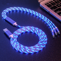 Téléphone portable Micro usb Type C LED lumière Glowing multi-fonction chargeur 3 en 1 USB câble de charge pour iP pour tous les téléphones