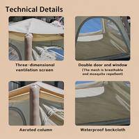 Tente Cabine Gonflable Quatre Saisons Robuste en Oxford 300D Imperméable avec Poutres Pneumatiques et Ouverture pour Cheminée