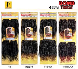 Mira 250g Lot de 4 paquets de 14 pouces, <span class=keywords><strong>M</strong></span>èches à tresser pré-torsadées Bomb <span class=keywords><strong>Passion</strong></span> Twist, Perruque synthétique Ombré, Extensions de cheveux Nubian Twist - Product Image 4