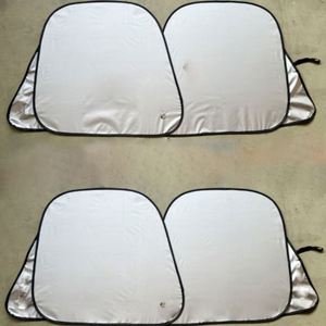 Pare-soleil de pare-brise avant personnalisé Yy790 en polyester anti-UV, double pare-soleil pliable avec logo, 2 pièces pour voiture - Product Image 2