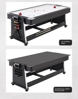 Table de jeu multifonction 4 en 1 de 7 pieds : billard/hockey sur air/tennis de table/table à manger