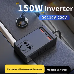 Chargeur d'alimentation universel <span class=keywords><strong>pour</strong></span> allume-cigare de voiture 24V 12V, ports <span class=keywords><strong>USB</strong></span> Type-C, onduleur intelligent 150W <span class=keywords><strong>pour</strong></span> camions, voitures, motos - Product Image 1