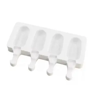 Wholesale Silicone Frozen Ice Cream Mold Juice Popsicle Maker Ice Lolly Pop Mould 4 Cell