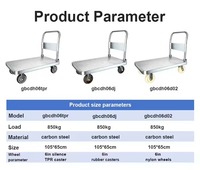 Carretilla de Plataforma Plegable de Acero Resistente de 900 kg, 100x65 cm, Carro de Cuatro Ruedas con Neumáticos Silenciosos TPR, Herramienta de Transporte para Almacén y Compras