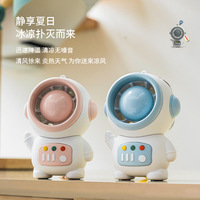 Vente chaude Mode Mini Astronaute Cou Sans Feuilles Ventilateur De Refroidissement Usb Rechargeable Mignon Portable Cou Ventilateur pour Voyager