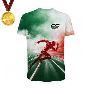 Maglia da maratona OEM da uomo, tricolore, modello Flow Runner, traspirante, in poliestere, a maniche corte, per allenamento - Product Image 3