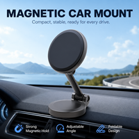Soporte Magnético Plegable para Teléfono de Coche con Doble Bisagra y Ventosa, Rotación de 360 Grados, Altura Ajustable para Navegación