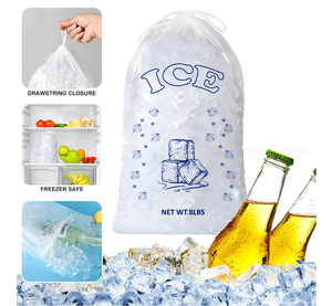 שקיות קרח מפלסטיק LDPE של RAYBO במשקל 8 ו-10 ליברות, בגודל 11X19 אינץ', עם סגירת שרוך וסגירת טוויסט, שקית קרח עמידה למקפיאים - Product Image 6