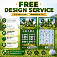 Tarjeta de Visita de Cartón Dúplex con Tema de Golf, Impresión Instantánea por Raspado, Formato y Tamaño Personalizados OEM de Fábrica, Datos Variables, Estampado en Caliente