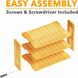 Bamboo Water Bottle Organizer with Labels, Kitchen Pantry Water Bottle Storage <b>Rack</b>, Cup and <b>Wine</b> Bottle Holder - Product Image 2