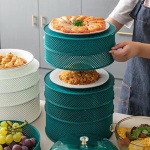 Couvre-plat rond empilable avec couvercle à clipser pour la conservation des aliments frais dans la cuisine, pour le rangement des plats et des bols, et pour les fêtes. - Product Image 4