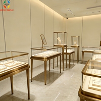 Vitrine LED en verre trempé et aluminium pour bijoux, vente en gros d'usine, pour magasin de bijoux de luxe moderne, centre commercial, vision panoramique