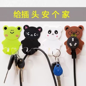 Cartoon Plug Hooks Self Adhesive Wall Mounted Power Cord Organizer Kitchen <b>Electric</b> <b>Wire</b> Holder Punch Free Plastic ABS - Product Image 4