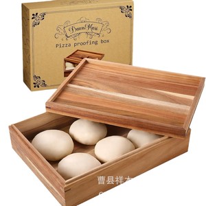 Dawn Mari Pizza Proofing Box Wooden Rectangle Dough Storage Covered <b>Kitchen</b> Bread Storage - Product Image 1