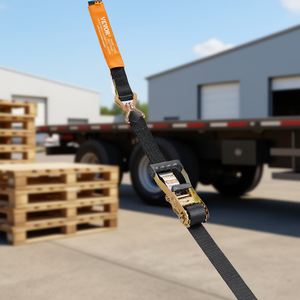 สายรัดแบบมีตัวล็อค Vevor ขนาด 2 นิ้ว x 8 ฟุต พร้อมหูจับบุนวม ตะขอรูปตัว J สองด้าน รับน้ำหนักได้ 11128 ปอนด์ สำหรับยึดสินค้า - Product Image 2