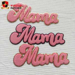 Parches de chenilla grandes con purpurina de letras de béisbol personalizados para mamá y mamá al por mayor para planchar ropa - Product Image 1