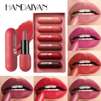 Ensemble de rouges à lèvres mats Handaiyan 6 couleurs Nude Hydratant Lisse Labiales Al Mayor Cosmetics Ensemble de gloss à lèvres Boîtes cadeaux en papier rose