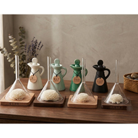 Dispositivo de exhibición de perfumes con base de madera y embudo para probar fragancias de aceites esenciales y perfumes de flores