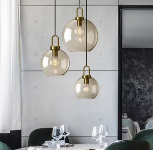 Zèle Éclairage Fantaisie Design Moderne Suspension En Verre Lumière Intérieur Or Cognac Verre Suspension - Product Image 4