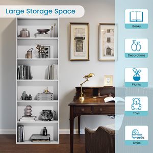 SENYU Étagère Moderne Blanche à 6 Niveaux, Bibliothèque Autoportante Gain de Place pour Salon et Bureau à Domicile, Design Minimaliste - Product Image 3