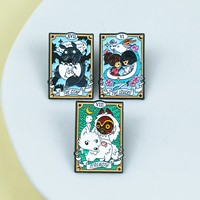 Bros Pin Pakaian Kreatif Bergambar Kartun Animasi Jepang Totoro Inuyasha Naga Putih, Teknik Tetesan Minyak, Bentuk Persegi Panjang, Cocok untuk Semua Gaya