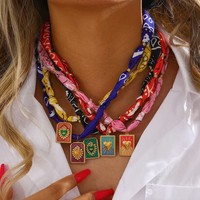 Nouveau Collier Écharpe Imprimé Diamant Ginee, Chaînes en Acier Inoxydable, Forme Cœur, Plaqué Or 14K Vintage, Mode Personnalisée pour Femme