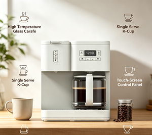 Cafetière à filtre Anbolife 2 en 1 avec fonction compatible K-Cup, carafe en verre de 1,8 L, écran LCD programmable - Product Image 2