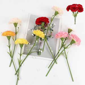 Ramo de 5 Flores Artificiales de Clavel Blanco de Seda de Alta Calidad de 23 cm para el Dí<span class=keywords><strong>a</strong></span> de la Madre, Acción de Gracias y Graduación - Product Image 5