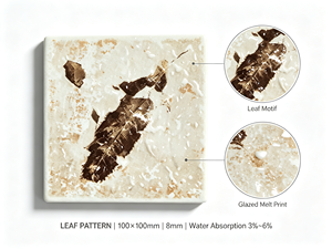 Piastrella Moderna con Stampa a Foglia ACCENTS 100x100mm, Piastrella da Parete in Ceramica Stampata a Mano con Motivo Botanico Scuro per Paraschizzi <span class=keywords><strong>Cucina</strong></span> - Product Image 4