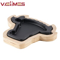 Plaque de cuisson antiadhésive épaissie en forme de taureau avec base en bois, compatible gaz et induction, pour barbecue coréen