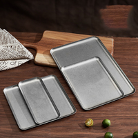 304 Retro Edelstahl Schneeflocke Silber Old Square Teller Tablett Steak Teller Kreative Restaurant Pose Dessert Teller