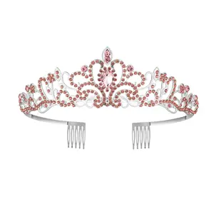 Acessórios de cabelo da rainha da moda coroa de casamento de aniversário de cristal personalizado para noiva