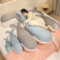 Coussin en peluche doux en forme de baleine de dessin animé, jouet poupée avec rembourrage en coton PP, grand design de baleine bleue pour le confort des filles