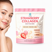 ODM OEM Marque Privée Lait de Beauté Saveur Fraise Collagène Glutathion en Poudre 50 000mg pour Soutien Peau Cheveux Ongles 200g