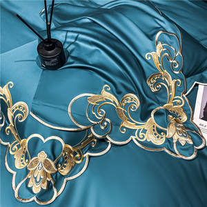 Satijn 100% Katoenen Dekbedovertrek Queen Size Luxe Borduurwerk Dekbed Hoes Beddengoed Set Leverancier - Product Image 4