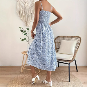 Robe longue sans manches et sans col Lonsure pour femme, coupe ajustée, taille haute, imprimé floral, style vintage, idéale pour l'été - Product Image 4