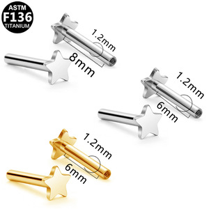 <b>Titanium</b> Heart And Star Shape Lip <b>Studs</b> F136 <b>Titanium</b> Alloy For Ear Bone Piercing Unisex Jewelry - Product Image 5